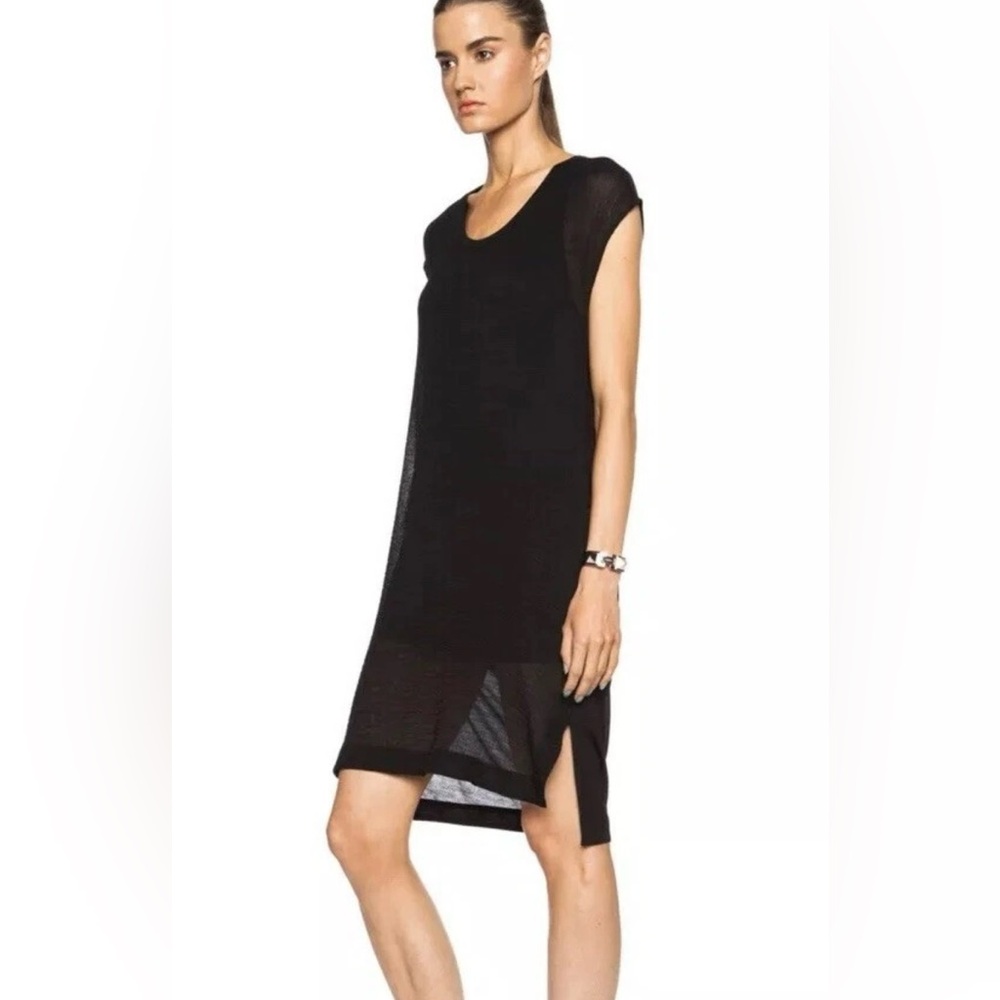 Helmut Lang Women’s Swift Triacetate-Blend Dress Small Black Drape Back Sheer